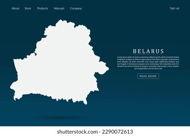 Belarus Karte - Weltkarte Internationale Vektorvorlage mit 3D-weißer Farbe auf dunkelblauem und grünem Farbverlauf-Hintergrund für Website-Template-Design, Infografik - Vektorgrafik eps10