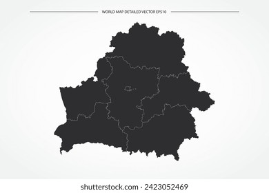Belarus Map - World Map International vector template with High detailed with black and white outline color isolated on white background - Vector illustration eps 10