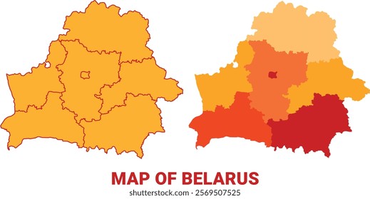 Belarus Map Yellow regions orange political map vector