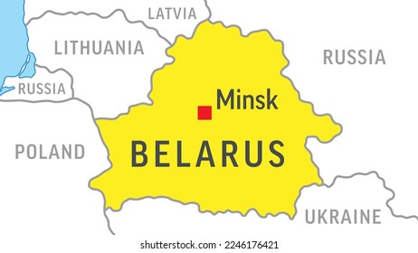 Belarus Map. Zoom on World Map. Vector Illustration