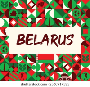 Belarus National day banner with flag. Modern banner for various purposes such as national holiday greeting cards, sports and music event posters, web headers. Horizontal design
