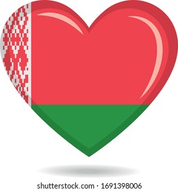 Belarus national flag in heart shape vector illustration