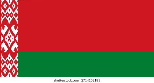 Weißrusslands Nationaler Flaggenvektor. Hochwertige Vektorgrafik der offiziellen weißrussischen Nationalflagge mit genauen Farben und Proportionen. Geeignet für pädagogische Nutzung, Präsentationen, Poster