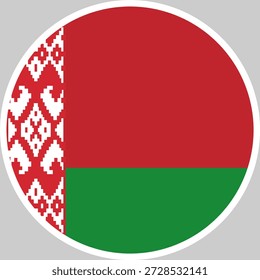 Ilustración vectorial nacional de la bandera de Bielorrusia en forma de círculo, diseño de alta calidad