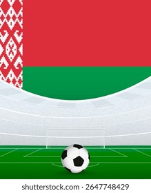 Belarus National Football Theme, Stadium and Soccer Ball. Soccer Match Concept in Belarus. Ideal for use in sports event promotions, football themed designs, and tournament advertisements.