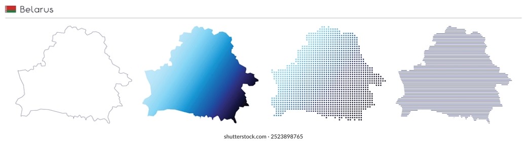 Belarus - outline, gradient, dotted and lines geometrical country shape - vector illustration
