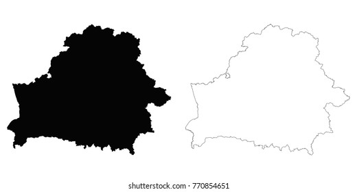 Belarus outline map - detailed isolated vector country border contour maps of Belarus on white background