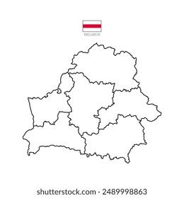 Weißer Konturenkartenhintergrund mit Staaten. Weißer Konturenkarte isoliert auf weißem Hintergrund. Vektorillustration Europa