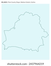 Belarus plain country map. Medium Details. Outline style. Shape of Belarus. Vector illustration.