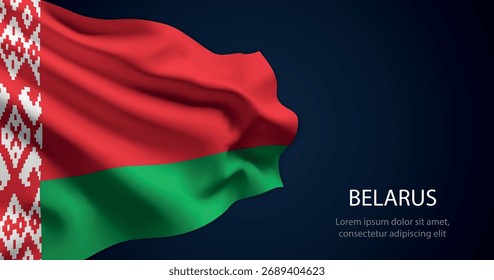 Bielo-Rússia bandeira realista acenando com textura de seda suave e iluminação dramática