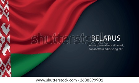 Belarus realistic waving flag on dark background with elegant folds and lighting