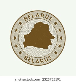 Belarus round badge vector. Country round stamp with shape of Belarus, isolines and circular country name. Beautiful emblem. Astonishing vector illustration.