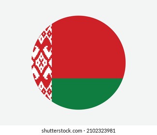 Belarus Round Country Flag. Circular Belarusian National Flag. Republic of Belarus Circle Shape Button Banner. EPS Vector Illustration.