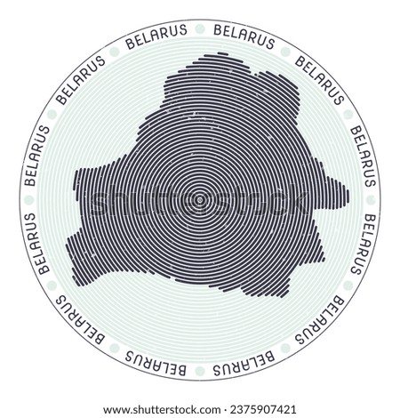 Belarus shape radial arcs. Country round icon. Belarus logo design poster. Superb vector illustration.