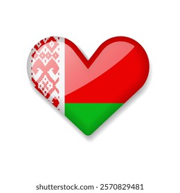 Belarus - Shiny Flag in the Form of Heart. Vector Illustration.