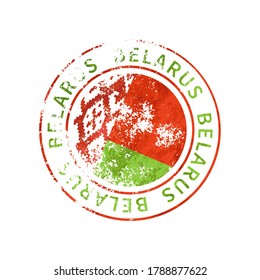 Belarus sign, vintage grunge imprint with flag isolated on white