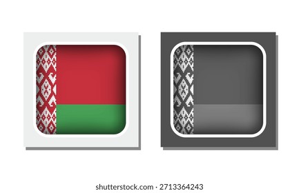 Icono de bandera redondeada cuadrada de Bielorrusia