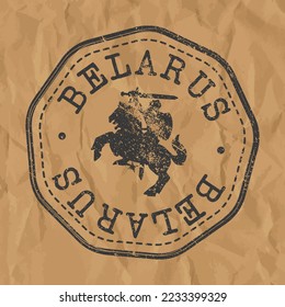 Belarus Stamp Travel Passport. Design Retro Symbol Country. Old Vintage Postmark.
