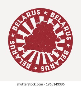 Belarus stamp. Travel red rubber stamp with the map of country, vector illustration. Can be used as insignia, logotype, label, sticker or badge of the Belarus.