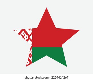 Belarus Star Flag. Belarusian Star Shape Flag. Country National Banner Icon Symbol Vector 2D Flat Artwork Graphic Illustration svg