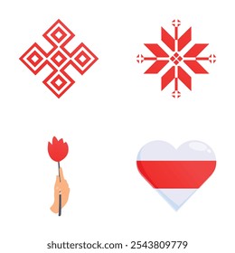 Belarus symbol icons set cartoon vector. Old flag of belarus. National emblem