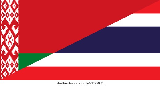 belarus and thiland flag. vector background