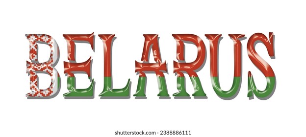BELARUS USA flag text font, 3D BELARUS flag colorful background, BELARUS flag vector illustration