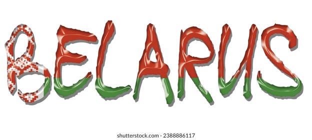 BELARUS USA flag text font, 3D BELARUS flag colorful background, BELARUS flag vector illustration