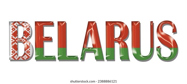 BELARUS USA flag text font, 3D BELARUS flag colorful background, BELARUS flag vector illustration