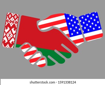 Belarus and USA flags Handshake vector