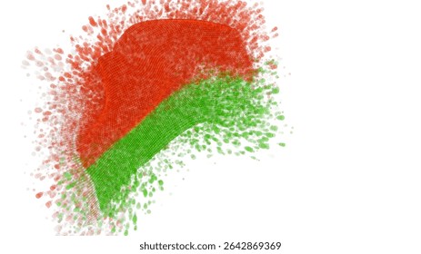 Belarus, vector 3d flag with a splash of paint dots, explosion of colored dots