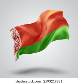 Belarus, vector 3d flag with waves on a white background