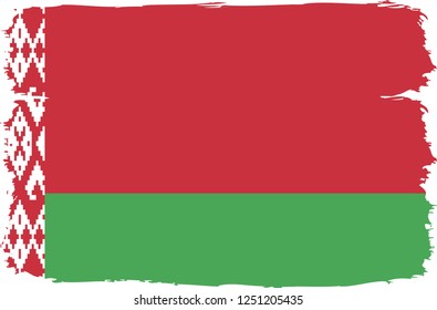 Belarus vector grunge brush stroke with  national flag and contour map. 