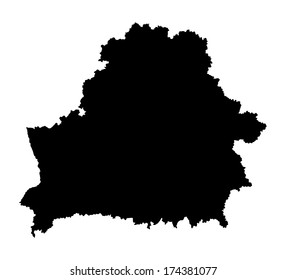 Belarus vector map silhouette isolated on white background. High detailed 