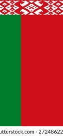 Belarus vertical flag in official colors, dimensions and aspect ratio. Vector flag symbolizing national pride, identity, heritage, patriotism and authority
