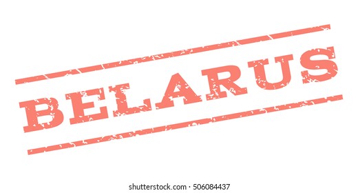 Belarus watermark stamp. Text Caption between parallel lines with grunge design style. Rubber seal stamp with scratched texture. Vector salmon color ink imprint on a white background.