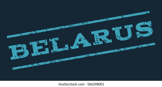 Belarus watermark stamp. Text Caption between parallel lines with grunge design style. Rubber seal stamp with dirty texture. Vector blue color ink imprint on a dark blue background.