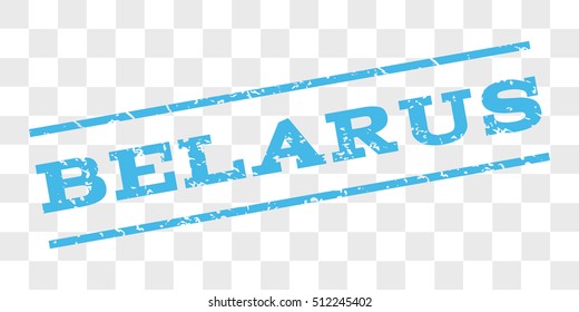 Belarus watermark stamp. Text tag between parallel lines with grunge design style. Rubber seal stamp with dirty texture. Vector light blue color ink imprint on a chess transparent background.