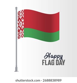 Belarus Wavy Flag Pole Happy Flag Day