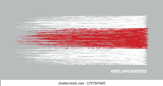 Belarus white-red-white flag. Elections in Belarus 2020. Long live Belarus. Symbol of protest and disagreement. Vector stock illustration. Gray background.