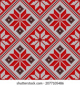 Belarusian, ethnic ornament. Vector imitation of a knitted pattern. Seamless background.