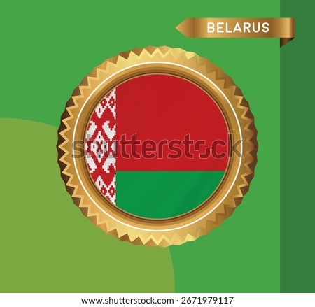 Belarusian flag in golden emblem