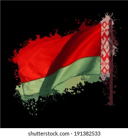 Belarusian flag on a black background. Vector