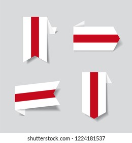 Belarusian flag stickers and labels set. Vector illustration.