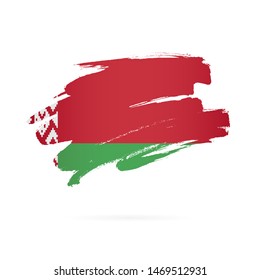 Belarusian flag. Vector illustration on a white background. Brush strokes are drawn by hand. Independence Day of Belarus.