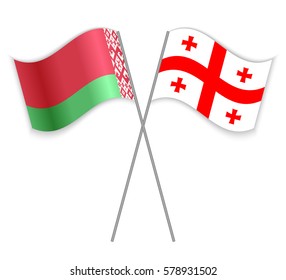 Belarusian and Georgian crossed flags. Belarus combined with Georgia isolated on white. Language learning, international business or travel concept.