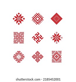 Belarusian national ornament simple vector icon set illustration