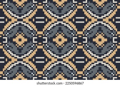 Belarusian pattern ornament Ikat design folk Motif embroidery, Pixel Mexican style Ethnic Textile Motif ikat seamless pattern digital vector design for Print saree sari Kurti Borneo Fabric border