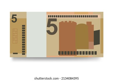 Belarusian ruble Vector Illustration. Belarus money set bundle banknotes. Paper money 5 BYN. Flat style. Vector illustration.Isolated on white background. Simple minimal design.