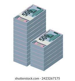 Belarusian ruble Vector Illustration. Belarus money set bundle banknotes. Paper money 500 BYN. Flat style. Isolated on white background. Simple minimal design.